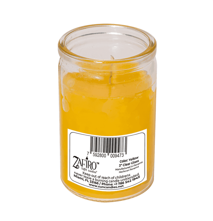 Zafiro Glass Jar Candle 3.5" Yellow