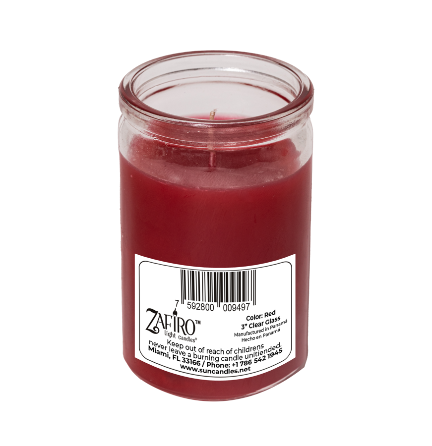Zafiro Glass Jar Candle 3.5" Red