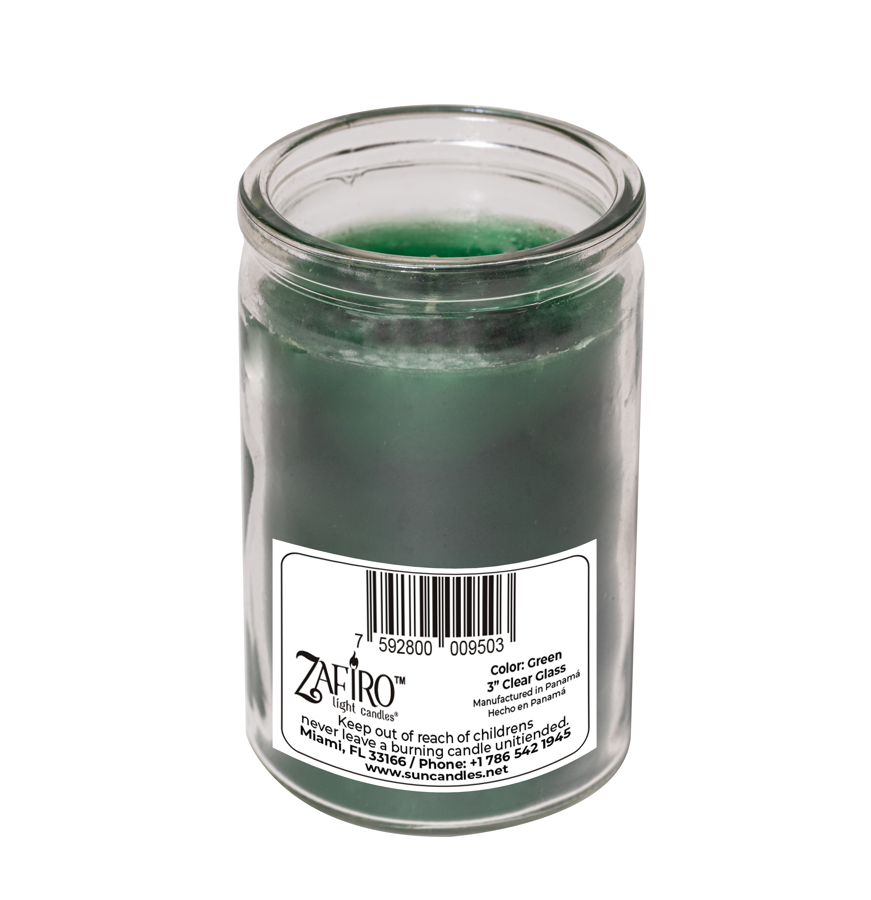Zafiro Glass Jar Candle 3.5" Green