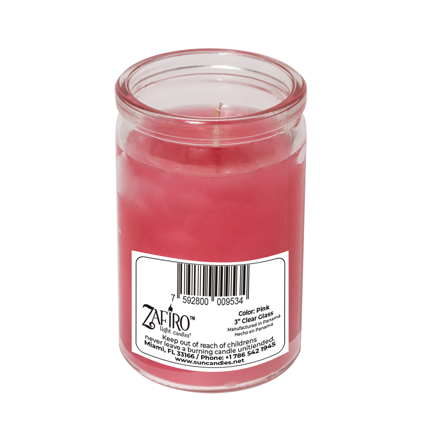 Zafiro Glass Jar Candle 3.5" Pink