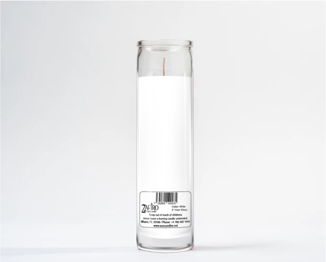 Zafiro 8 inch white glass jar candle
