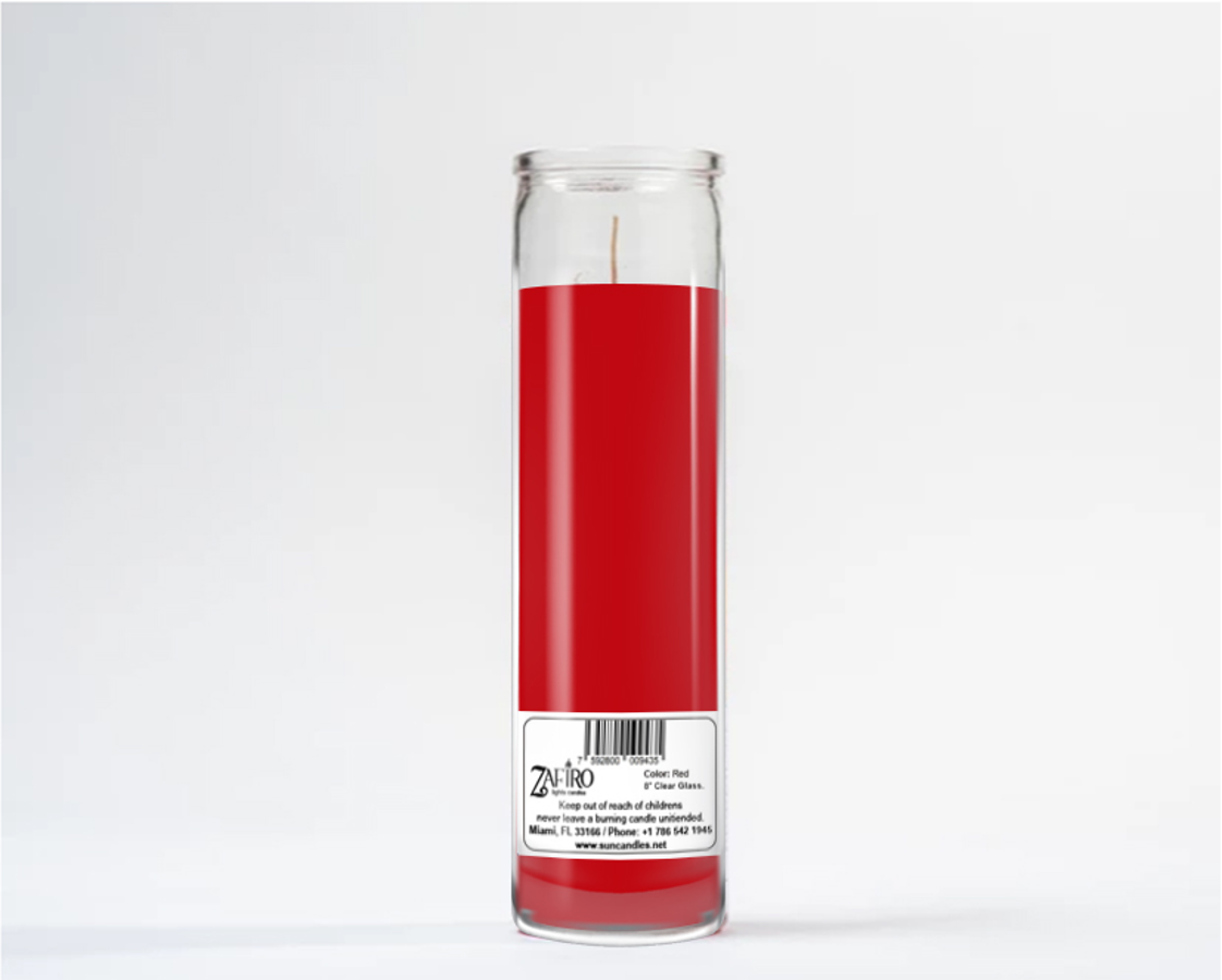 Zafiro Glass Jar Candle 8" Red