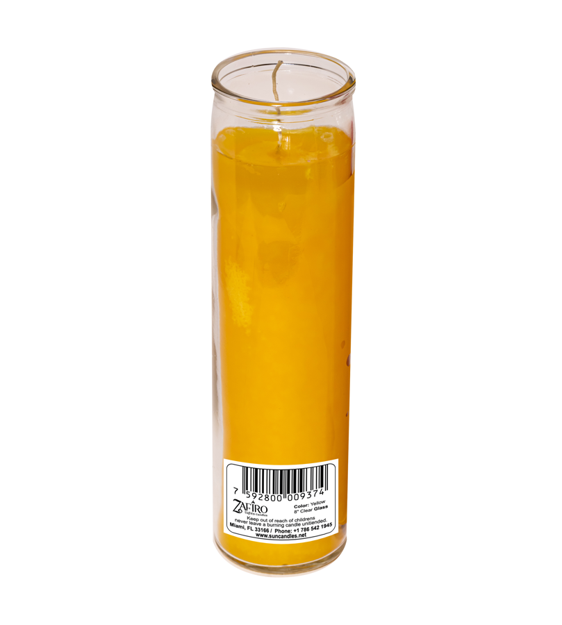 Zafiro Glass Jar Candle 8" Yellow