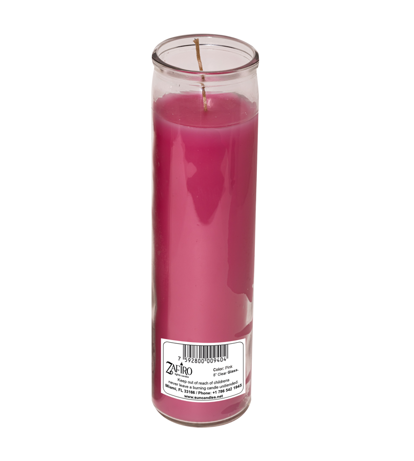 Zafiro Glass Jar Candle 8" Pink