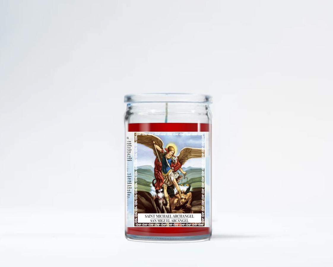 Zafiro Glass Jar Candle 3.5" Saint Michael