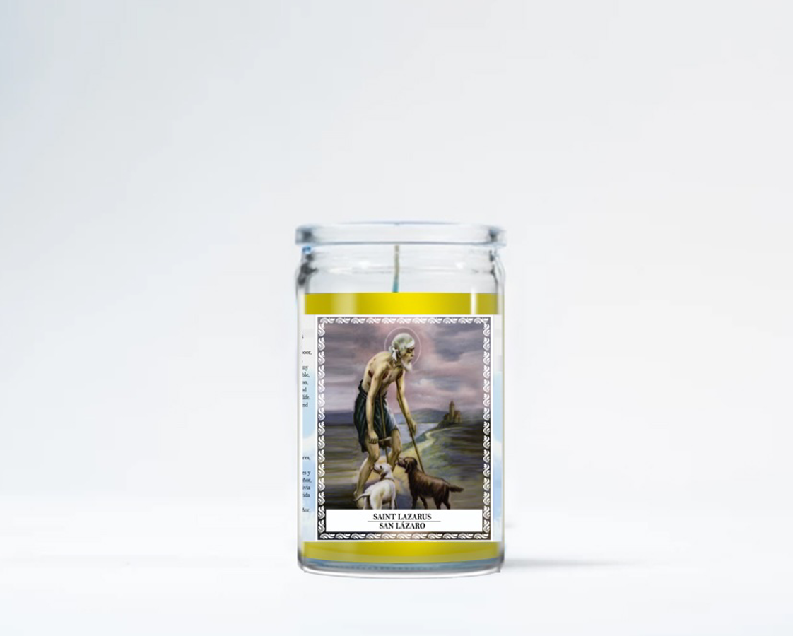 Zafiro Glass Jar Candle 3.5" Saint Lazarus (Yellow)