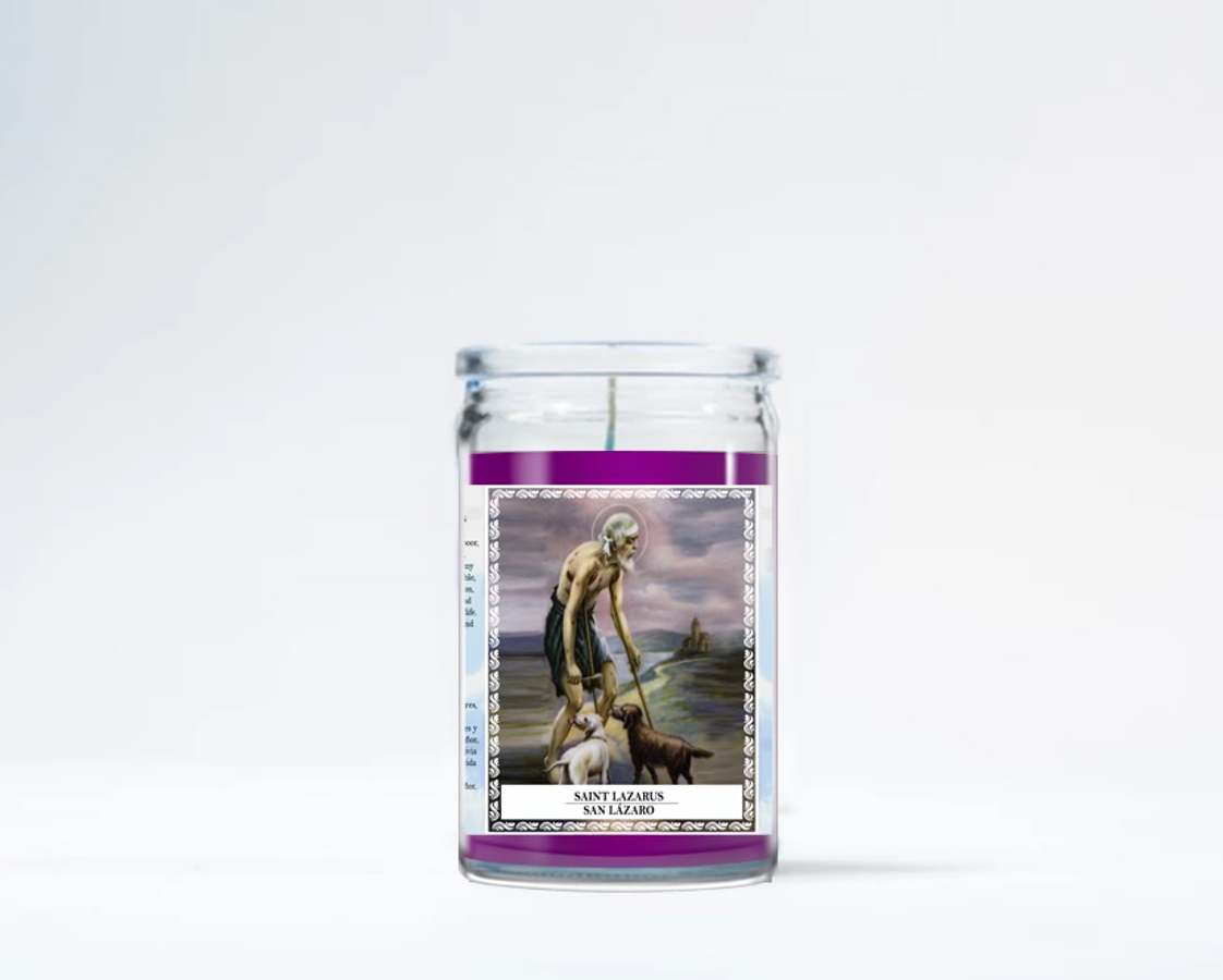 Zafiro Glass Jar Candle 3.5" Saint Lazarus (Lilac)