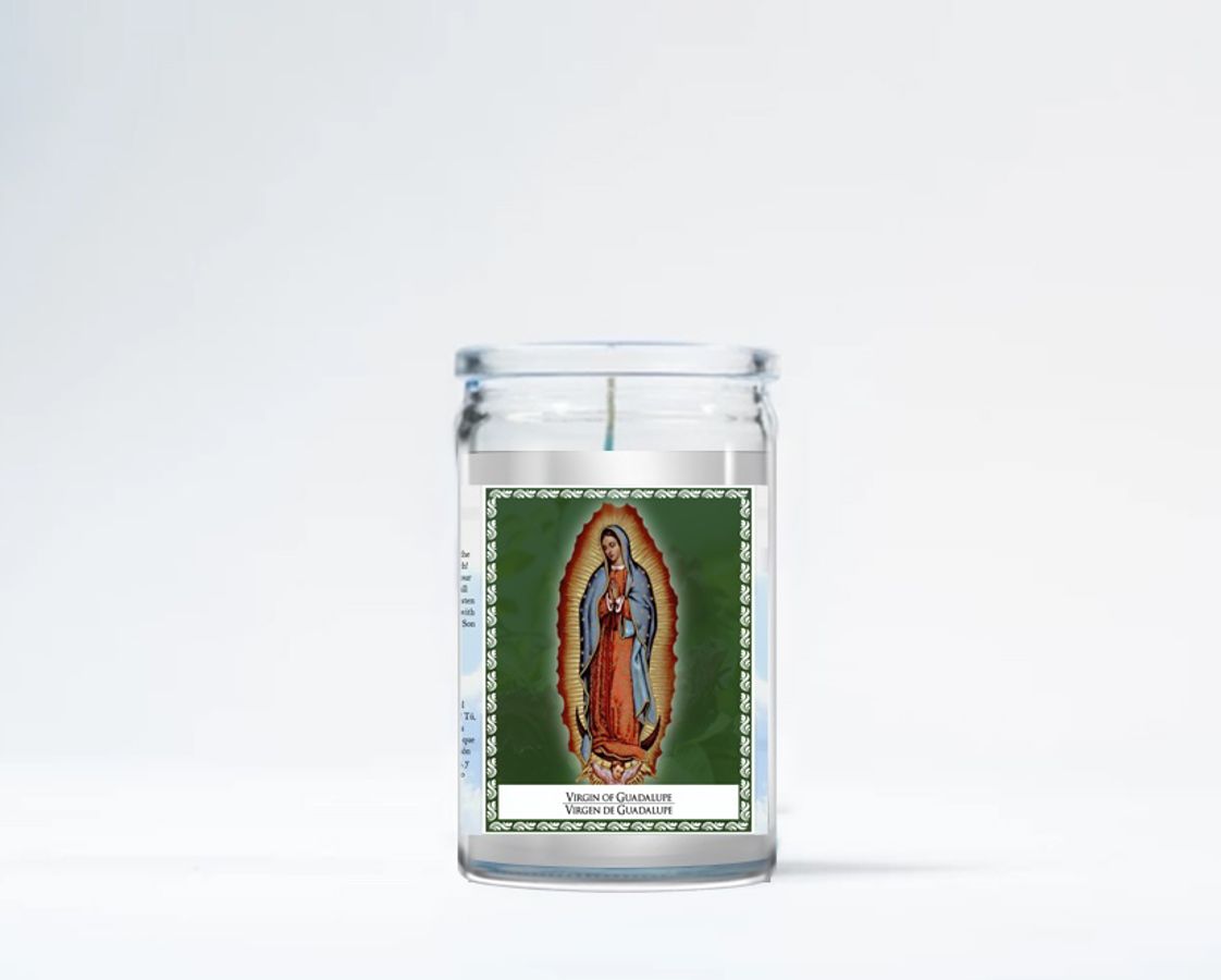 Zafiro Glass Jar Candle 3.5" Virgin of Guadalupe