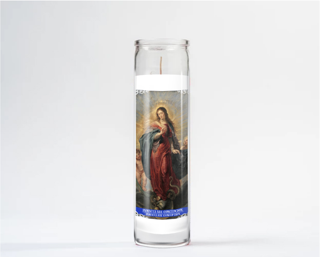 Zafiro Glass Jar Candle 8" Immaculate Conception
