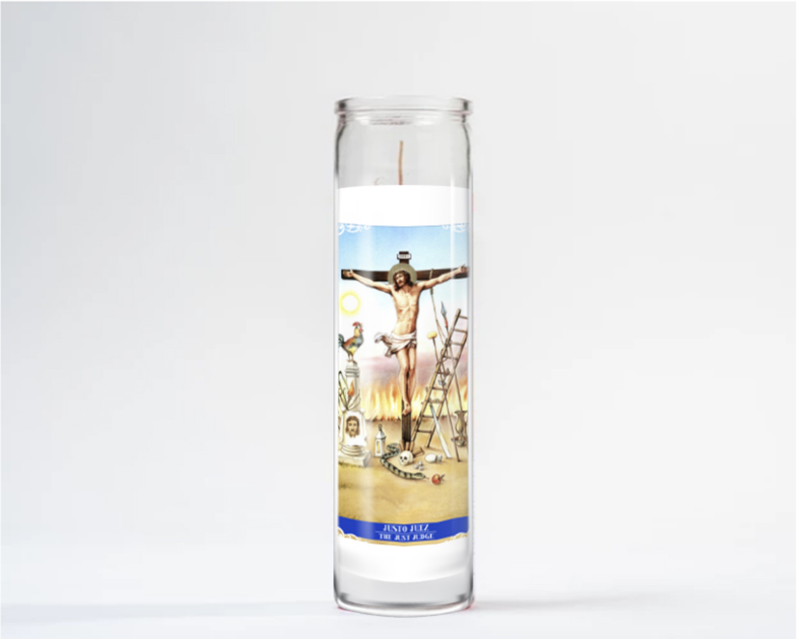 Zafiro Glass Jar Candle 8" The Just Judge
