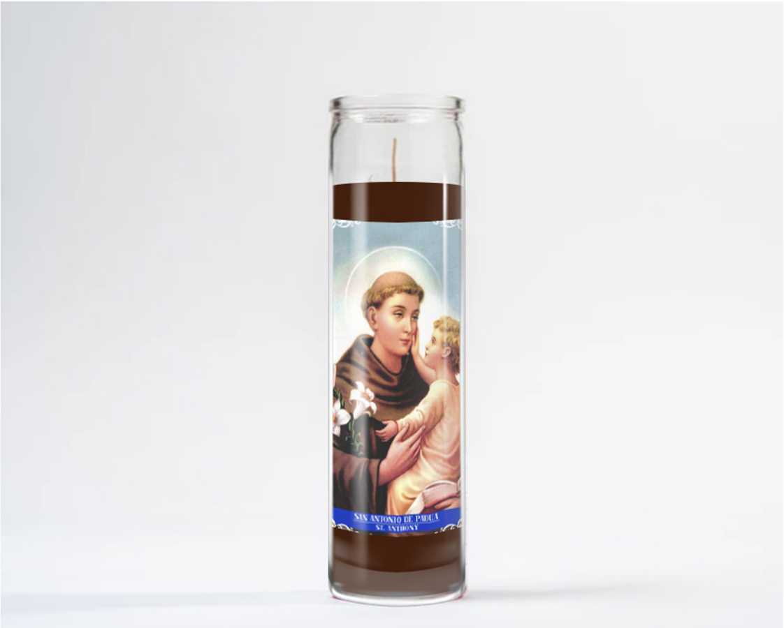 Zafiro Glass Jar Candle 8" Saint Anthony