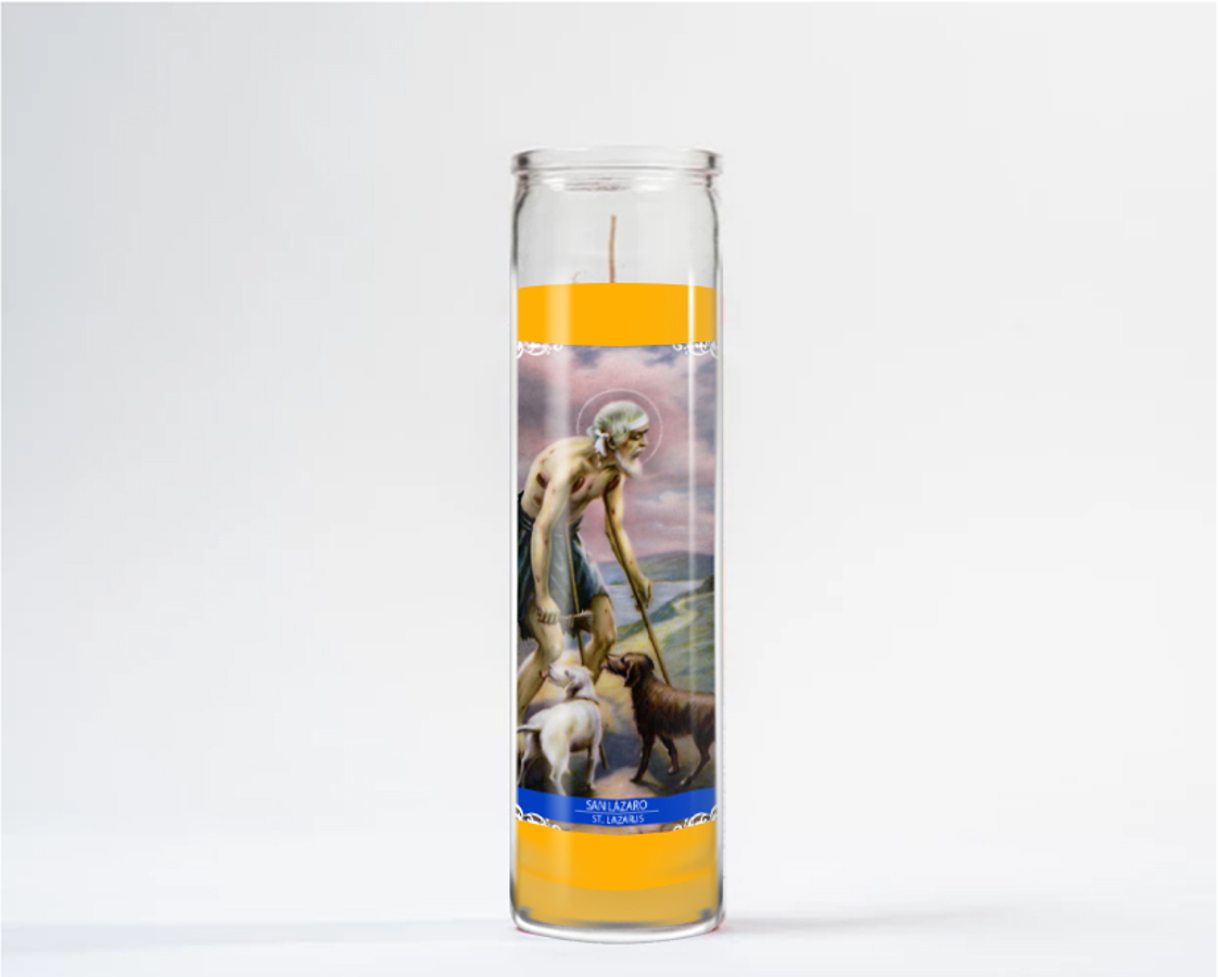 Zafiro Glass Jar Candle 8" Saint Lazarus Yellow