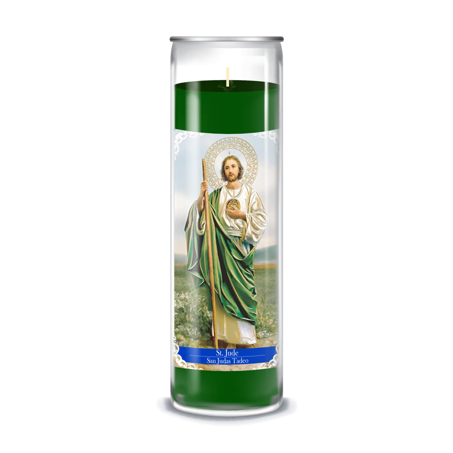 Zafiro Glass Jar Candle 8" Saint Jude
