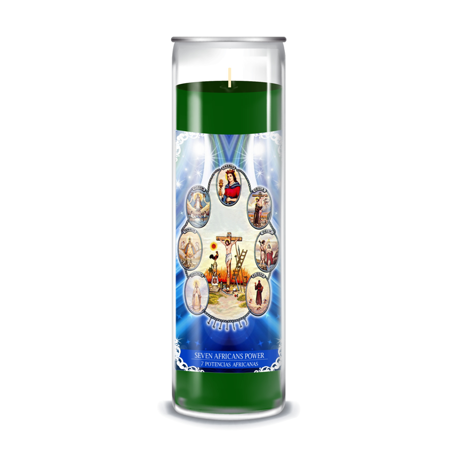Zafiro Glass Jar Candle 8" Seven Africans Power