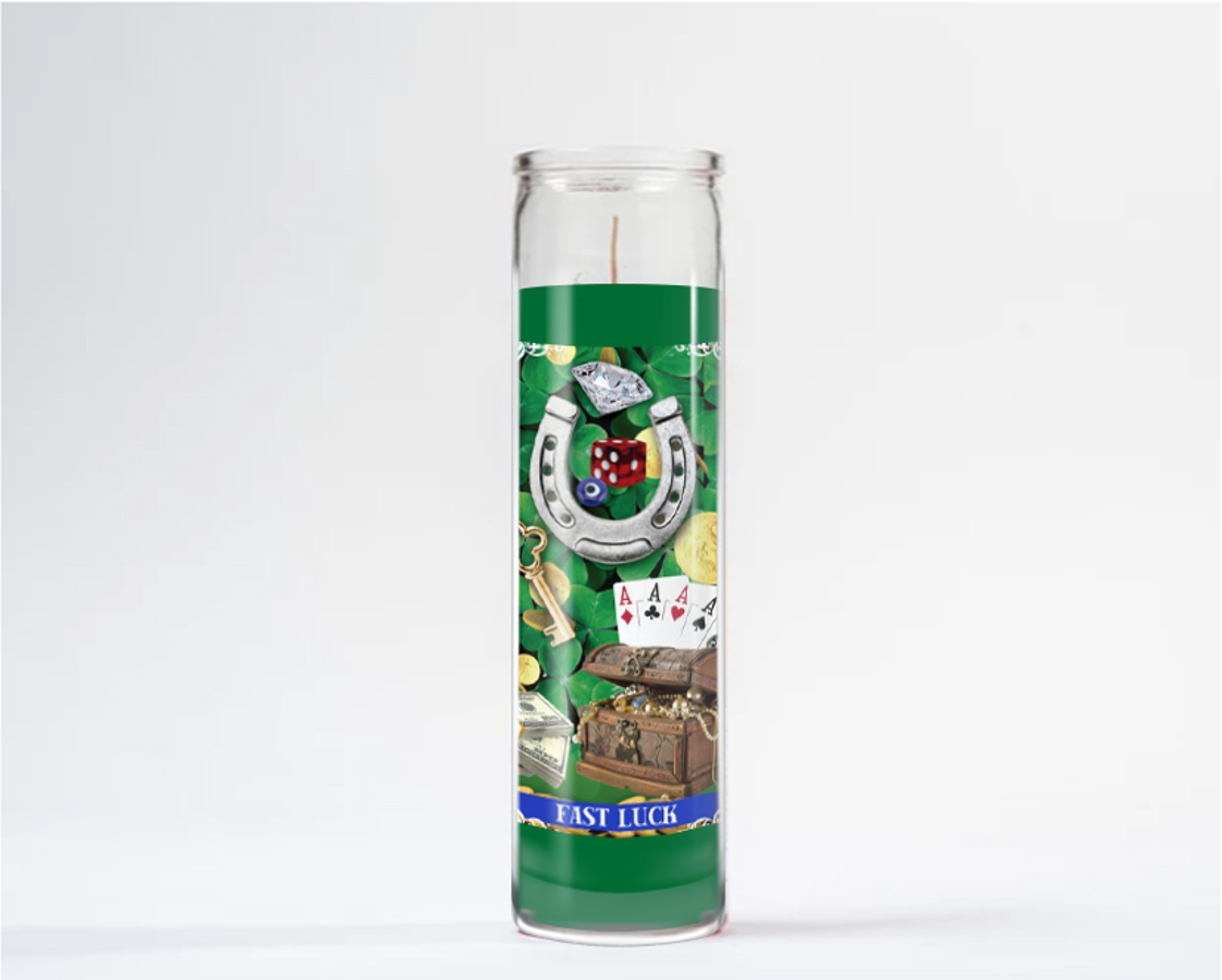 Zafiro Glass Jar Candle 8" Fast Luck