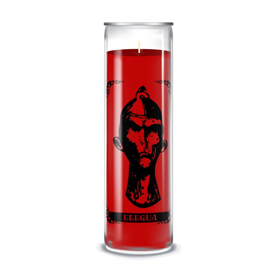Zafiro Glass Jar Candle 8" Elegua Red