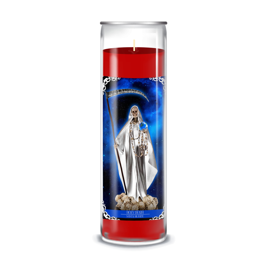 Zafiro Glass Jar Candle 8" Holy Death Red