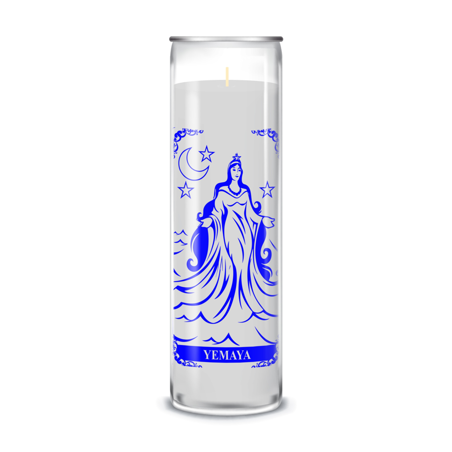 Zafiro Glass Jar Candle 8" Yemaya